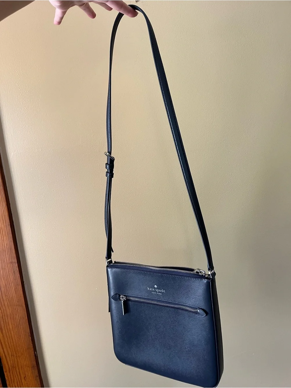 kate spade navy saffiano crossbody with gold hardware